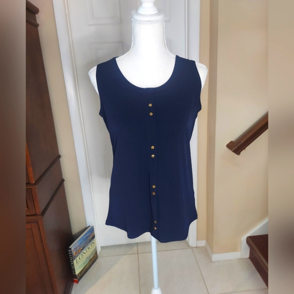 Navy Sleeveless Blouse